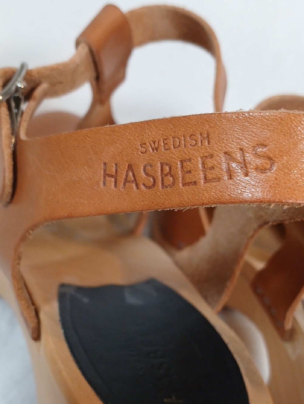 Swedish Hasbeen T Strap Sky High Clogs Sz 40 - Picture 4 of 11